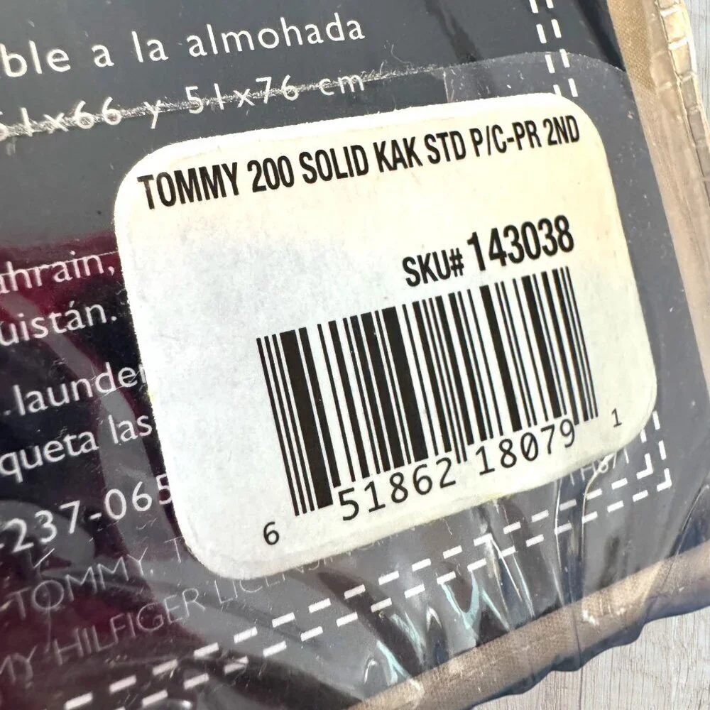 NEW Y2K Vintage TOMMY HILFIGER 200 Khaki Tan Cotton 2 Standard Pillowcases